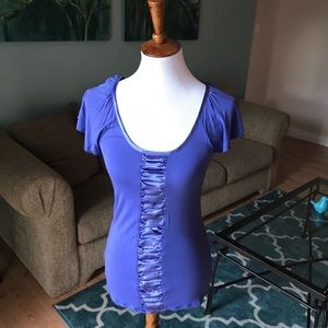 Purple top with satin trim and center details